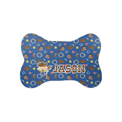 Blue Western Bone Shaped Dog Food Mat (Small) (Personalized)