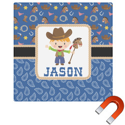 Blue Western Square Car Magnet - 6" (Personalized)