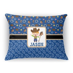 Blue Western Rectangular Throw Pillow Case - 12"x18" (Personalized)