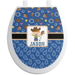 Blue Western Toilet Seat Decal - Round (Personalized)
