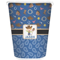 Blue Western Waste Basket - Single Sided (White) (Personalized)