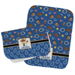 Blue Western Burp Cloths - Fleece - Set of 2 w/ Name or Text