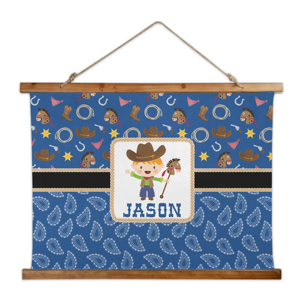 Custom Blue Western Wall Hanging Tapestry - Wide (Personalized)