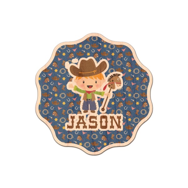 Custom Blue Western Genuine Maple or Cherry Wood Sticker (Personalized)