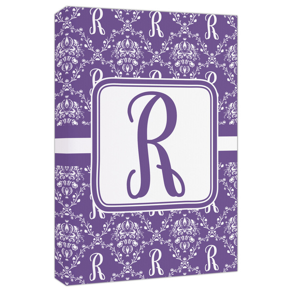 Custom Initial Damask Canvas Print - 20x30