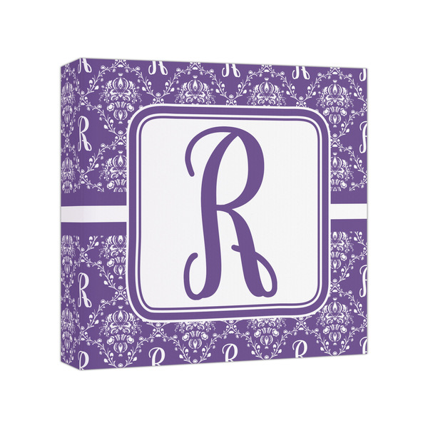 Custom Initial Damask Canvas Print - 8x8