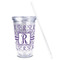 Initial Damask Acrylic Tumbler - Full Print - Front straw out