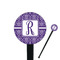 Initial Damask Black Plastic 7" Stir Stick - Round - Closeup