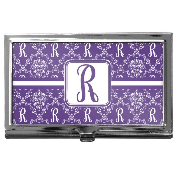 Custom Initial Damask Business Card Case