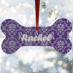 Initial Damask Ceramic Dog Ornament