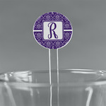 Initial Damask 7" Round Plastic Stir Sticks - Clear