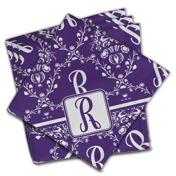 Custom Initial Damask Cloth Napkins (Set of 4) (Personalized)