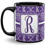 Initial Damask 11 Oz Coffee Mug - Black