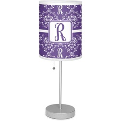 Initial Damask 7" Drum Lamp with Shade Linen (Personalized)