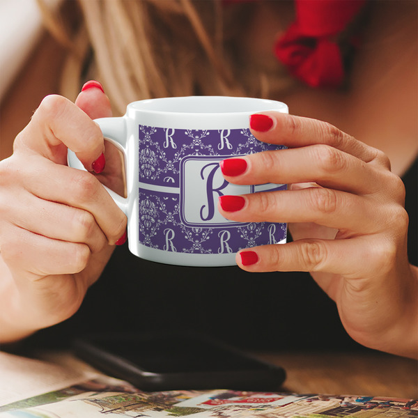 Custom Initial Damask Double Shot Espresso Cup - Single