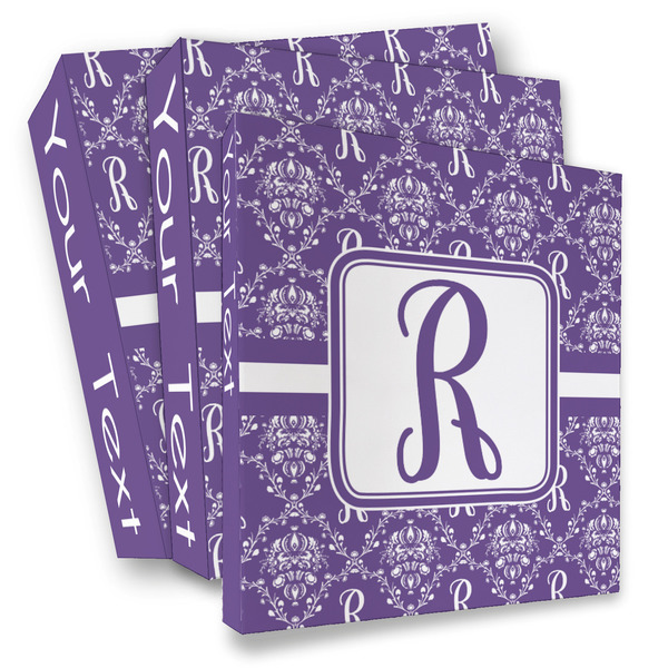 Custom Initial Damask 3 Ring Binder - Full Wrap