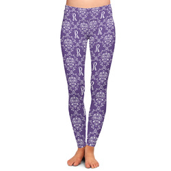 Initial Damask Ladies Leggings - Small (Personalized)