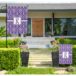 Initial Damask Large Garden Flag - Double Sided