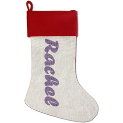 Initial Damask Red Linen Stocking