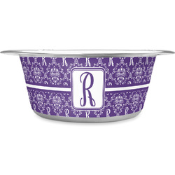 Initial Damask Stainless Steel Dog Bowl - Large (Personalized)