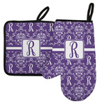 Initial Damask Left Oven Mitt & Pot Holder Set