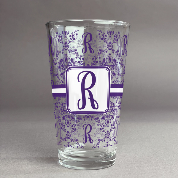 Custom Initial Damask Pint Glass - Full Print