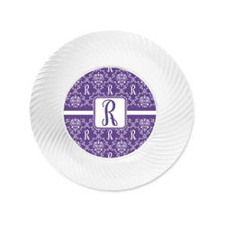 Initial Damask Plastic Party Appetizer & Dessert Plates - 6"