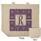 Initial Damask Reusable Cotton Grocery Bag - Front & Back View