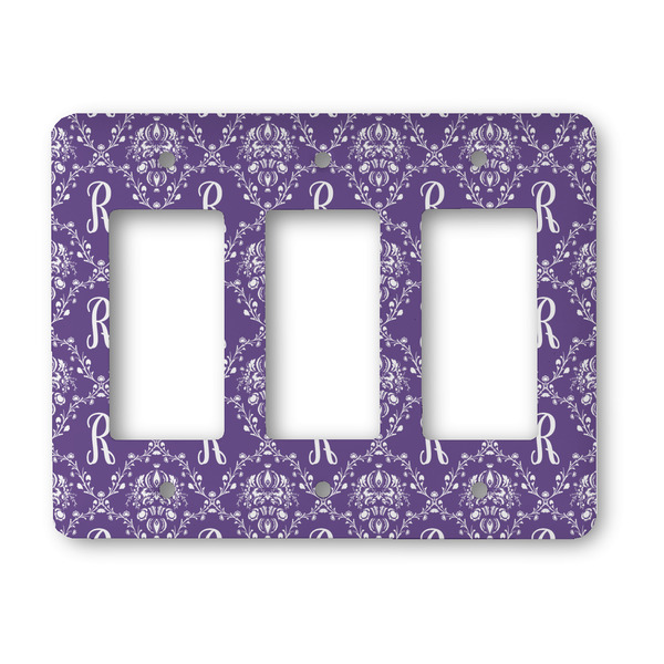 Custom Initial Damask Rocker Style Light Switch Cover - Three Switch