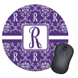 Initial Damask Round Mouse Pad (Personalized)