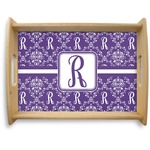 Initial Damask Natural Wooden Tray - Large (Personalized)