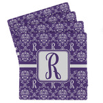 Initial Damask Absorbent Stone Coasters - Set of 4