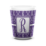 Initial Damask Ceramic Shot Glass - 1.5 oz - White - Single