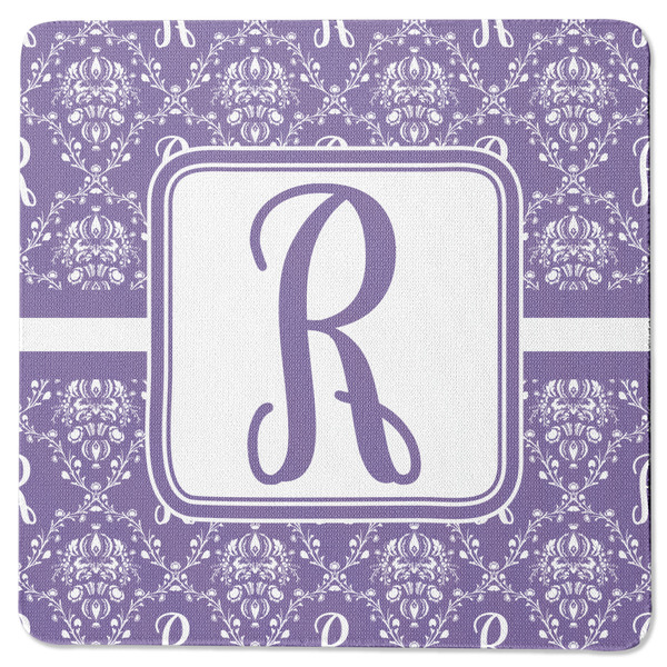 Custom Initial Damask Square Rubber Backed Coaster (Personalized)