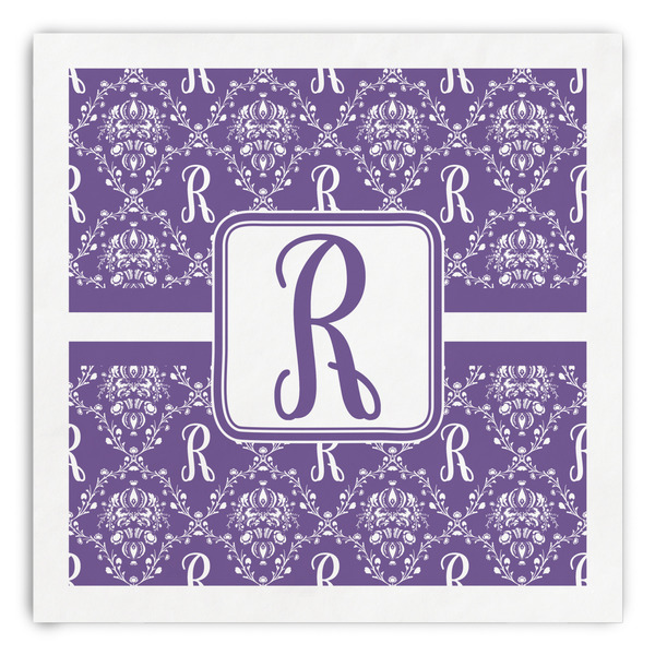 Custom Initial Damask Paper Dinner Napkins