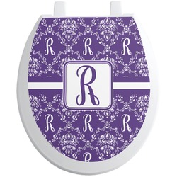 Initial Damask Toilet Seat Decal - Round (Personalized)