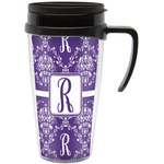 Initial Damask Acrylic Travel Mug with Handle (Personalized)