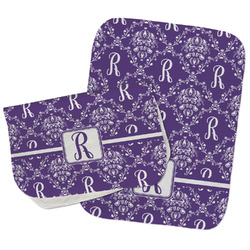 Initial Damask Burp Cloths - Fleece - Set of 2