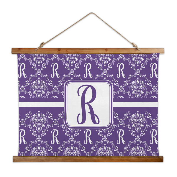 Custom Initial Damask Wall Hanging Tapestry - Wide