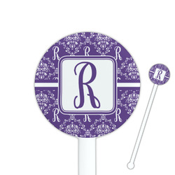 Initial Damask 5.5" Round Plastic Stir Sticks - White - Single Sided