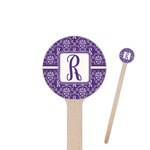 Initial Damask 6" Round Wooden Stir Sticks - Single Sided