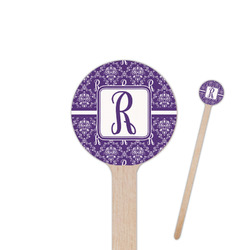 Initial Damask 6" Round Wooden Stir Sticks - Double Sided