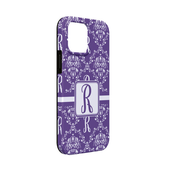 Custom Initial Damask iPhone Case - Rubber Lined - iPhone 13 Mini