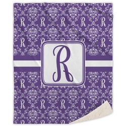Initial Damask Sherpa Throw Blanket - 60"x80" (Personalized)