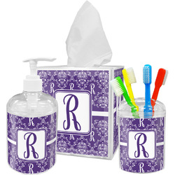 Initial Damask Acrylic Bathroom Accessories Set