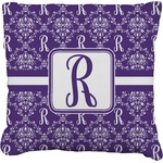 Initial Damask Faux-Linen Throw Pillow (Personalized)