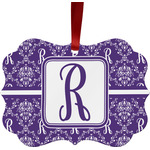 Initial Damask Metal Frame Ornament - Double Sided