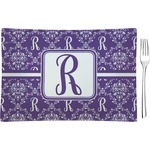 Initial Damask Glass Rectangular Appetizer / Dessert Plate (Personalized)