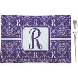 Initial Damask Rectangular Glass Appetizer / Dessert Plate - Single or Set (Personalized)