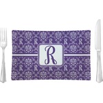 Initial Damask Glass Rectangular Lunch / Dinner Plate (Personalized)